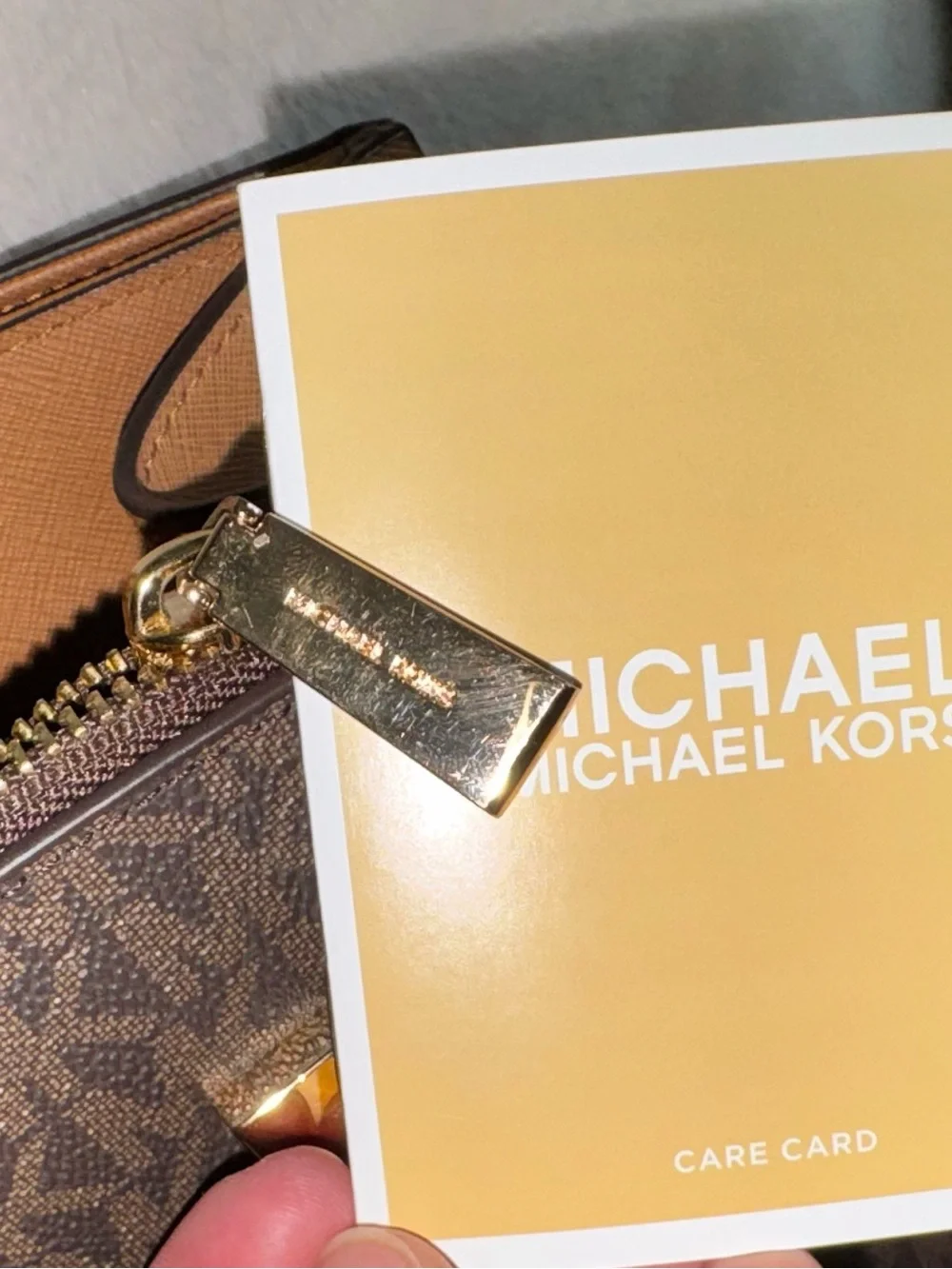 Michael Kors Brown & Tan Logo-Print Satchel with Gold Hardware